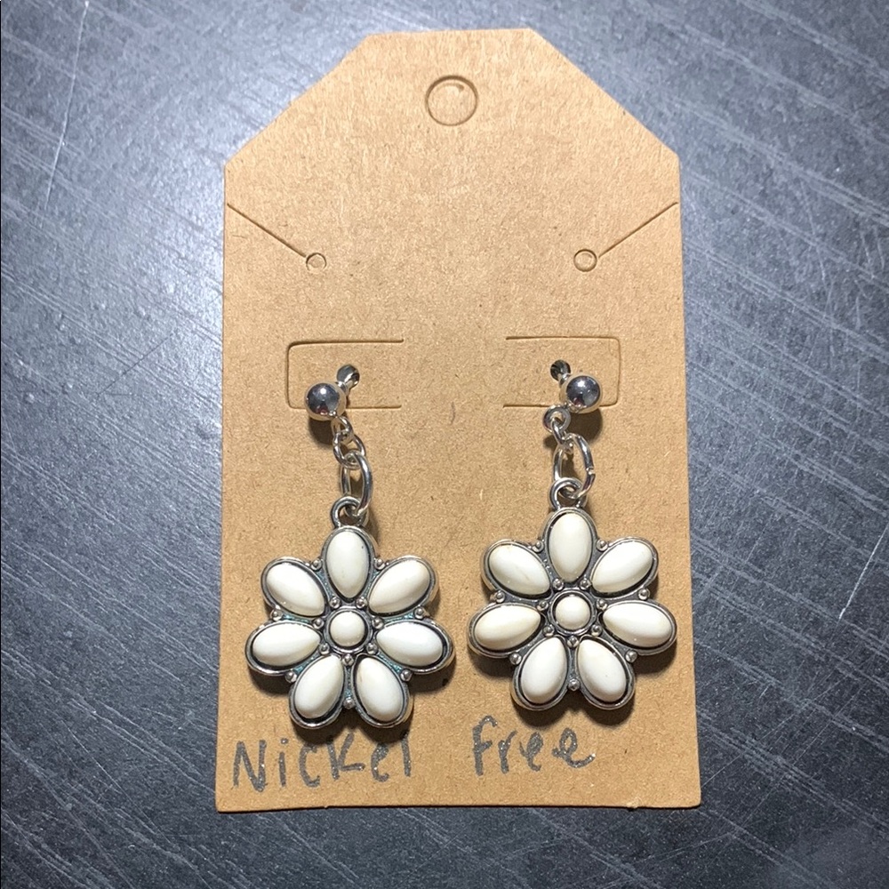 White Flower Earrings